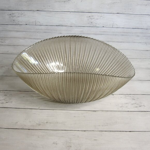 Murano Italy Pleated Glass Bowl Centerpiece Display 16" - Picture 2 of 7